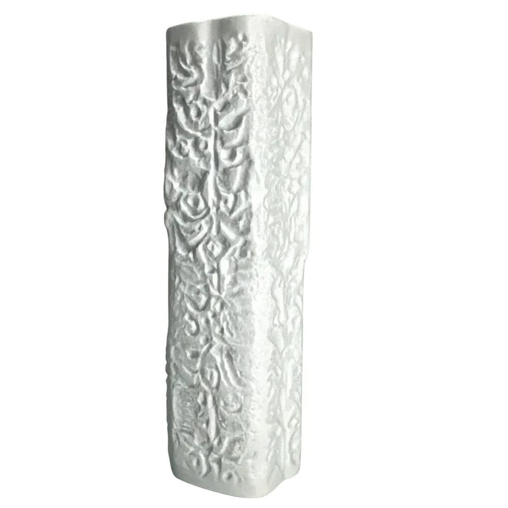 Schwahn‎ Lorenz Hutschenreuther Brutalist White Modernist Bisque Porcelain  Vase